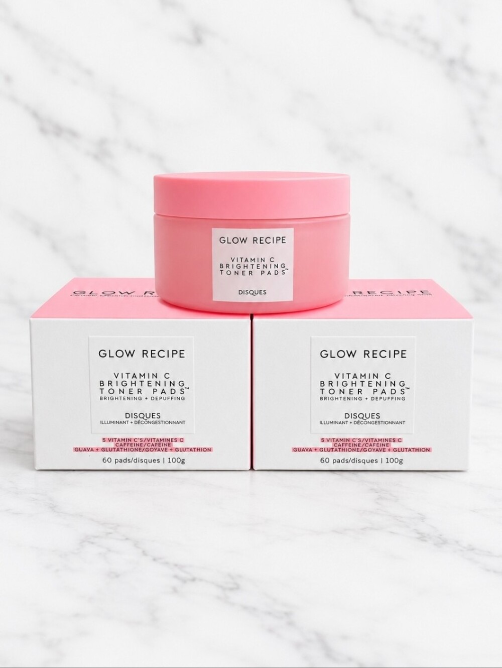2 - 60 ct Glow Recipe Vitamin C Brightening Toner Pads Depuffing 100g NIB!